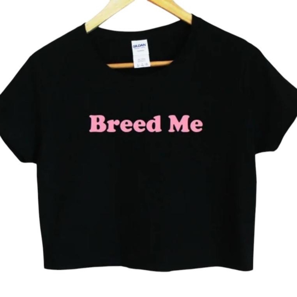 Breed ME Black Crop Top with Pink Text